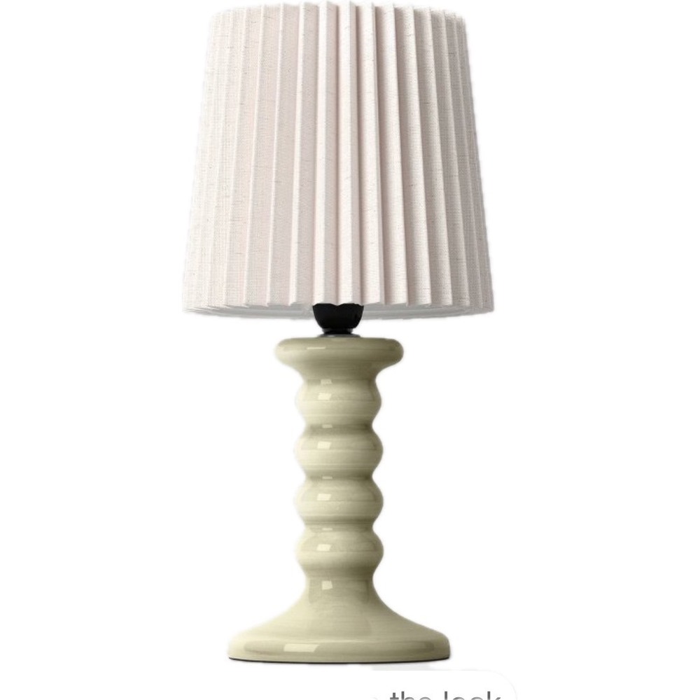 Room Essentials Mini Stick Table Lamp with Pleated‎ Shade White Glossy Base